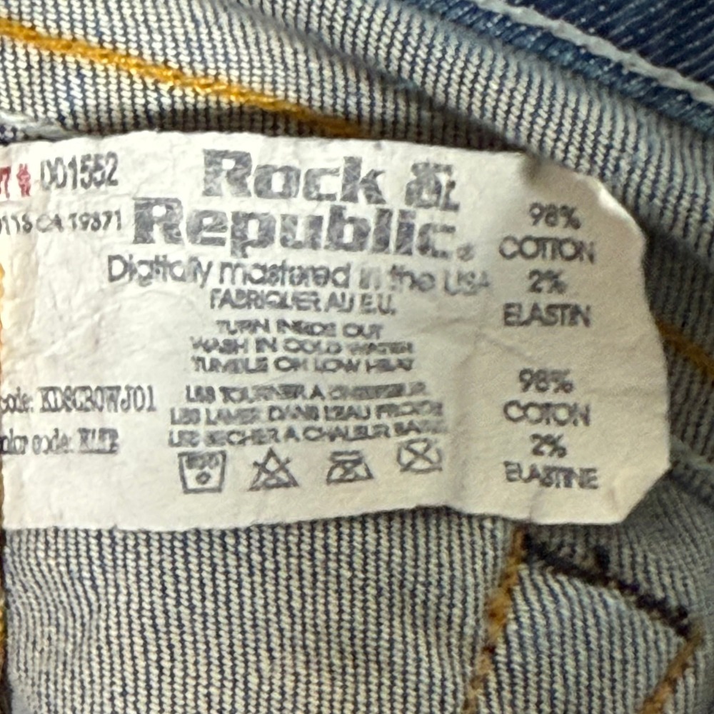 Rock & Republic Womens Low Rise Bootcut Jeans Blue Size 28 KDSGROWJ01 Gold‎ Logo - Picture 8 of 13